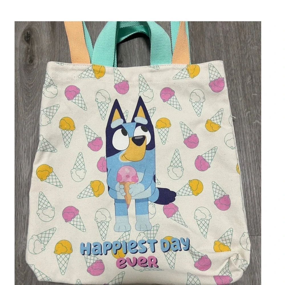 Bluey Happiest Day Ever, ice cream, canvas‎ tote bag
